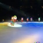 The seven dwarf mascots ice skating