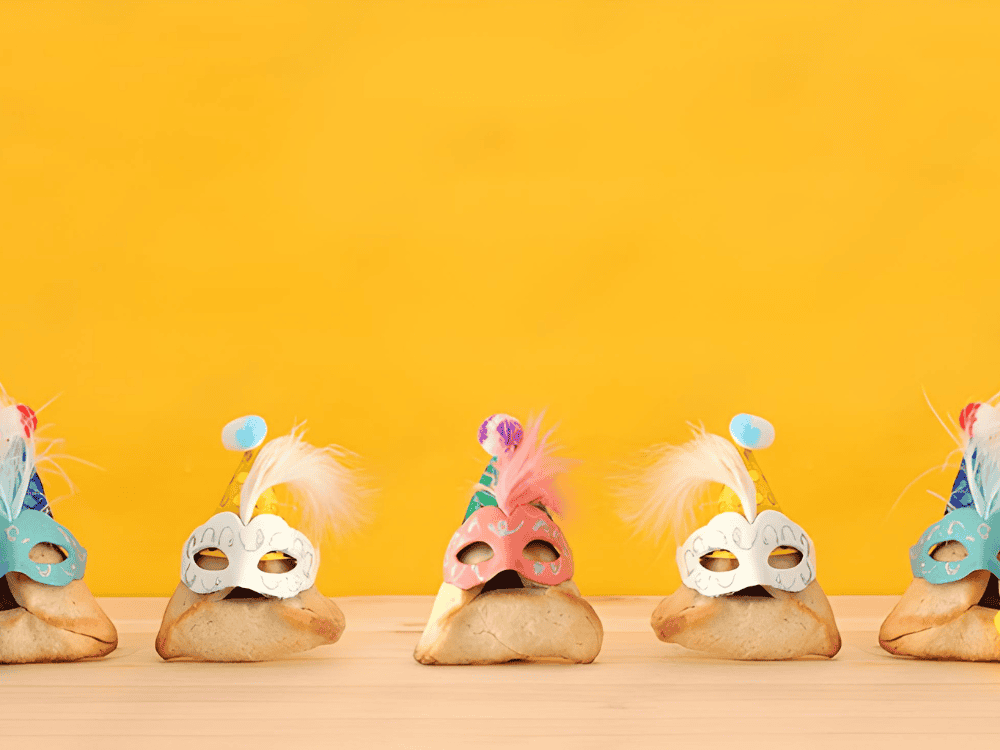 Line of Hamantaschen's with masks on