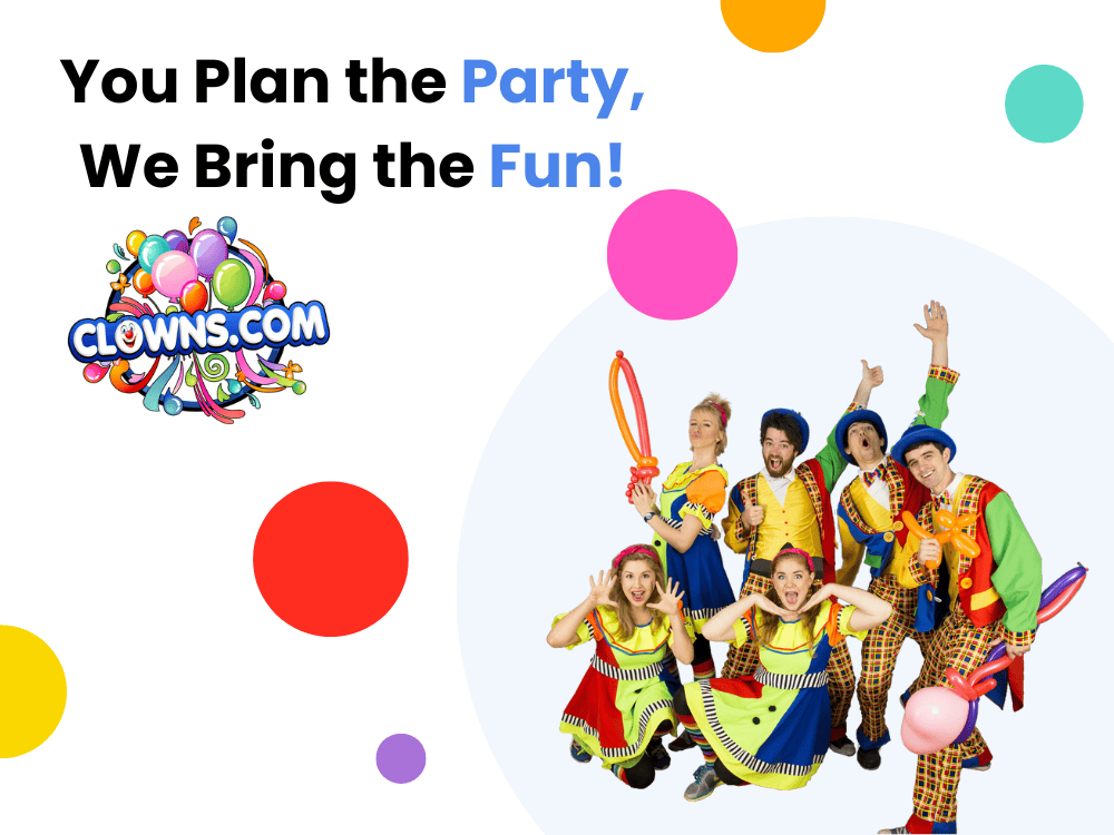 Group of clowns making silly poses