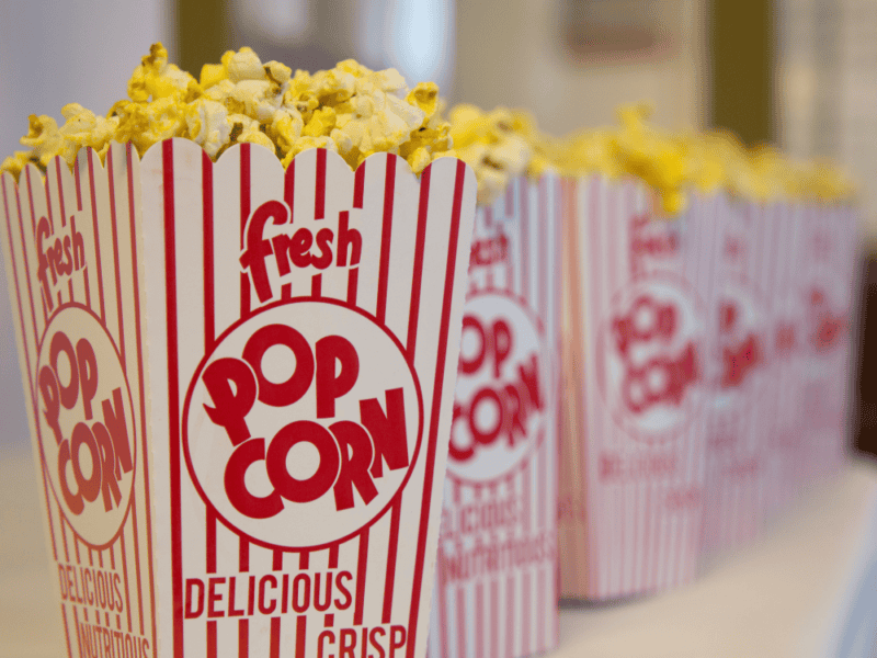 Line of fresh popcorn