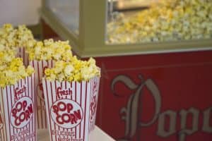 Popcorn bags filled with popcorn