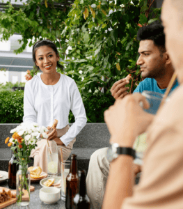 People eating at table